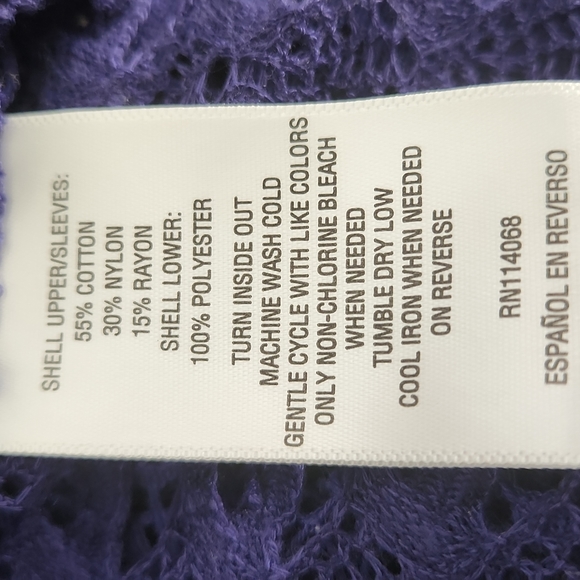 JM Collection Women's M Dark Purple Lace W Liner & 3/4 length Lace Sleeves - Picture 8 of 9